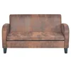 MAISON CHIC kavč - Sofa - Kanape dvosed umetni semiš rjave barve, (21726549)