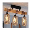 Brilagi - Plafonski luster WOOD GLASS 3xE27/60W/230V borovina/crna/zadimljeno-smeđa