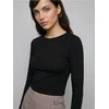 Sinsay - Pamučna slim fit majica sa dugim rukavima - crno