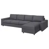 VIMLE Sofa 4-sed i lenjivac, sa širokim rukohvatima/Gunnared zagasitosiva