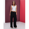 Sinsay - Wide leg pantalone sa mešavinom viskoze - crno