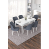 Hanah Home Set Trpezarijski sto i 6 stolica Nef, Sivo-beli