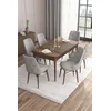 Hanah Home Set Trpezarijski sto i 6 stolica Are, Sivo-braon