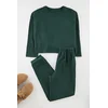 Trendyol Dark Green Waffle Fabric Knitted Pajama Set