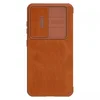 Nillkin Qin Leather Pro preklopna maska sa štitnikom za kameru za Samsung Galaxy S23 - brown