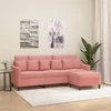 vidaXL Trosed s stolčkom za noge roza 180 cm žamet
