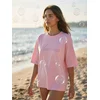 Sinsay - Pamucna majica sa izvezenim natpisom Maldives - pastelno roze