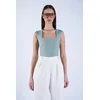Trend Alacati Stili Ženska bluza bez rukava Alc-X13449, Brod izrez, Zelena
