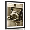 Plakat s paspartujem stari fotoaparat v sepia varianti - 40x60 no frame