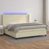 Krevet box spring s madracem LED krem 200x200cm od umjetne kože