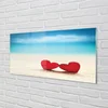 tulup.si Slika na steklu Srce rdečega peska morja 125x50 cm 2 obešalnika