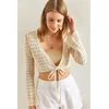 Bianco Lucci Womens Openwork Bolero Blouse