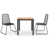 3-dijelni vrtni blagovaonski set od PVC ratana crno-smeđi