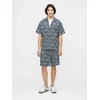 Jack & Jones Komplet srajca in kratke hlače iz blaga Milo Seersucker Resort 12297829 Mornarsko modra Loose Fit