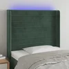 Vidaxl LED posteljno vzglavje temno zeleno 103x16x118/128 cm žamet