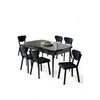HANAH HOME Rasklopivi trpezarijski sto i stolice (7 delova) Exve Black Marble Anthracite