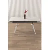 Hanah Home trpezarijski sto na razvlačenje Weps, 150 × 89 cm (razvučen 200 cm), ploča u dekoru belog mermera, hromirane noge