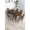 Hanah Home trpezarijski set Kar, sto na razvlačenje i 6 stolica, ploča u dekoru drveta Baroque, kapućino tkanina Babyface