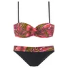 LASCANA Bikini zelena / roza / ognjeno rdeča / črna