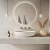 80 cm LED stensko ogledalo, okroglo, brez okvirja, s stikalom