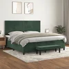 shumee Box spring postelja z vzmetnico temno zelena 200x200 cm žamet