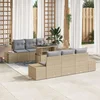 vidaXL vidaXL vrtna sedežna garnitura Set 7 Bež, Siva Ratan, Poliester, (22064855)