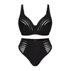 Trendyol Curve Black Striped Underwire Cupless Plus Size Lingerie Sets