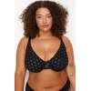 Trendyol Curve Black Polka Dot Stranded Mesh Plus Size Bra