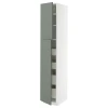 METOD / MAXIMERA Vis.el. s 2 vrata/4 fioke, bela/Nickebo mat sivozelena, 40x60x220 cm