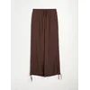Sinsay - Wide leg pantalone sa viskozom i vezivanjem u struku i na nogavicama - tamno braon