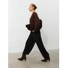 Sinsay - Wide leg pantalone sa faltama i dodatkom viskoze - crno