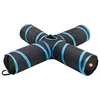 shumee vidaXL Mačji tunel, štirinožni, črno-moder, 132 cm