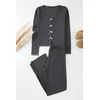 Trendyol Anthracite Cotton Lace and Ribbon/Bow Detailed Ribbed Knitted Pajama Set