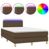 Vidaxl Box spring postelja z vzmetnico LED tem. rjava 120x190 cm blago