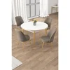 Hanah Home trpezarijski set Osle, sto i 4 stolice, bela ploča, zlatne noge, kapućino tkanina Babyface