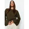 Trendyol Khaki Crop and Spanish Sleeve Knitwear Sweater