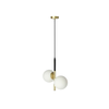 Duo Pendant Lamp Black Golden Matt 2X15W E14 White Lampshade