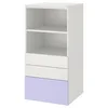 SMASTAD / PLATSA Biblioteka, bela lila/s 3 fioke, 60x57x123 cm