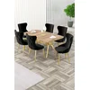 HANAH HOME Rasklopivi trpezarijski sto i stolice (7 delova) Esla Hrast Gold Black