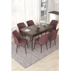 Hanah Home Set Trpezarijski sto i 6 stolica Nef, Prljavo roze