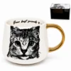 Velika porcelanasta skodelica Cat 400ml darilo za ljubitelje mačk premium