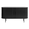 Črna nizka komoda v hrastovem dekorju 140x76 cm Nola – Unique Furniture