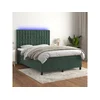 Krevet box spring s madracem LED tamnozeleni 140x190 cm baršun