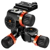 K&F Concept 3-Way Geared Tripod Head CNC Process Aluminum Alloy, High-Precision Fluid Head Load