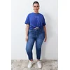 Trendyol Curve Saks Slogan Printed Oversize Knitted T-shirt