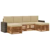 Setovi sofa s jastukom 6 pcs Prirodna i bež Čvrsto drvo akacije