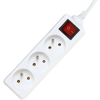 PremiumCord white 2 m extension cord 230V, 3 drawers + switch