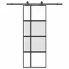 Klizna vrata s priborom crna 76 x 205 cm kaljeno staklo