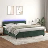 Krevet box spring s madracem LED tamnozeleni 180x200 cm baršun