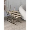Hanah Home Ela set od 4 umetnuta stočića, antik ram, MDF ploče u dekoru travertina